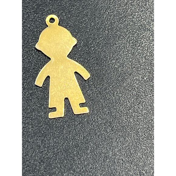 Vintage Small 14K Yellow Gold BOY Kid Child Silhouette Charm Pendant .44 Grams - Picture 9 of 9